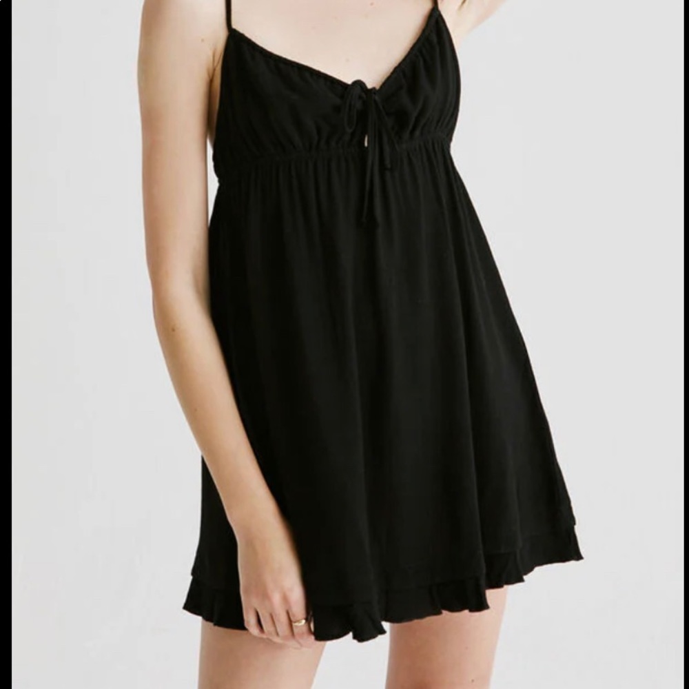 LA HEARTS Linen Tie Front Babydoll Dress